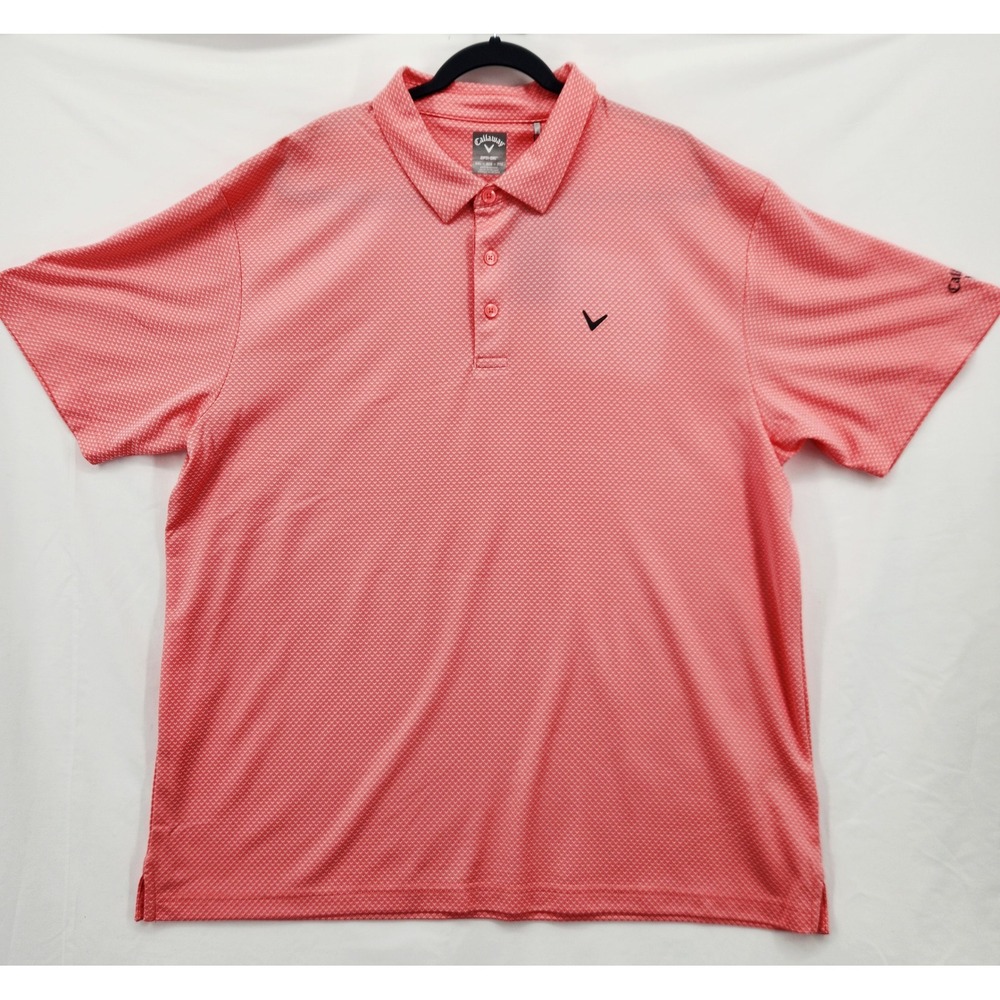 Callaway‎ Mens Opti-Dri Golf Polo Shirt XXL Strawberry Pink Chevron CGKSC010DS